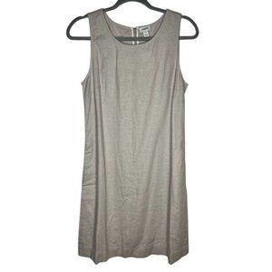 J.Crew Factory Womens Linen-blend Sleeveless Beige Shift Dress Size 4 NWT
